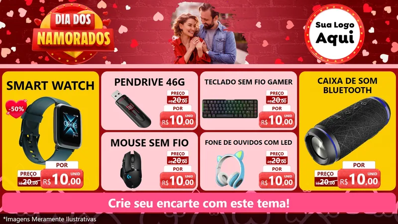 Modelo de TV para TV Horizontal com o tema Dia Dos Namorados para Informática