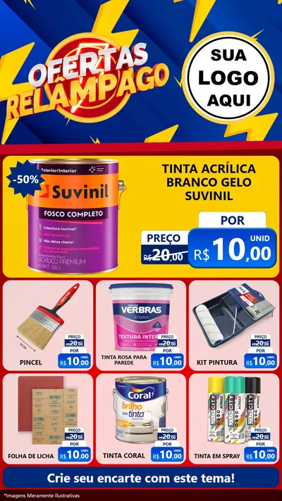 Modelo de Rede Social para Stories com o tema Ofertas Relâmpago para Tintas e Ferramentas