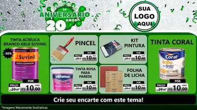Modelo de TV para TV Horizontal com o tema Promoção de Aniversário - 20 Anos para Tintas e Ferramentas