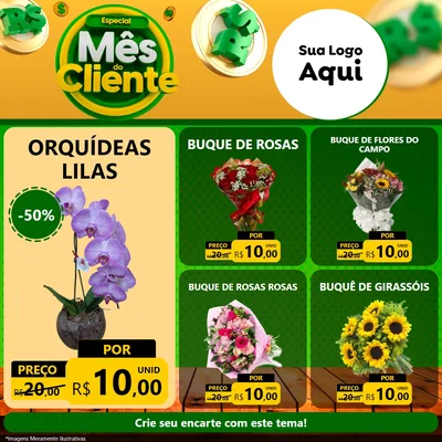 Modelo de Rede Social para Feed Facebook com o tema Especial Mês do Cliente para Floricultura e jardim