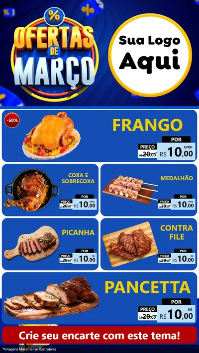 Modelo de TV para TV Vertical com o tema Ofertas de Março para Assados