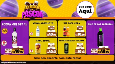Modelo de TV para TV Horizontal com o tema Liquidação de Páscoa para Distribuidora de bebidas