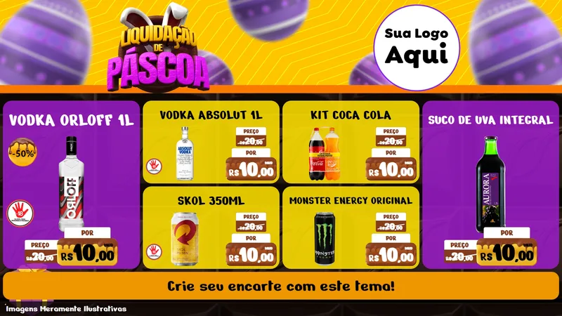 Modelo de TV para TV Horizontal com o tema Liquidação de Páscoa para Distribuidora de bebidas