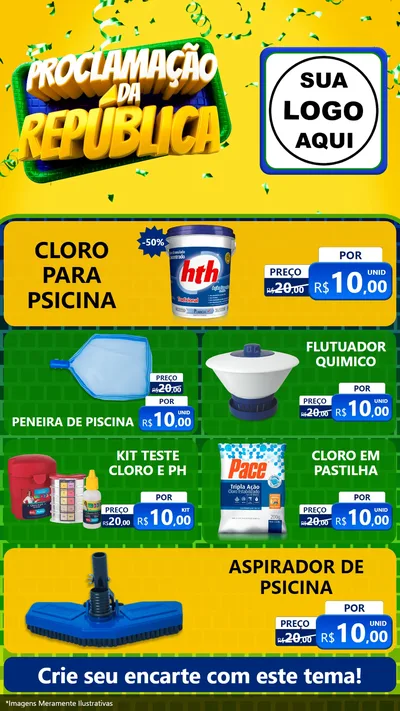 Modelo de TV para TV Vertical com o tema Proclamação da República para Produtos para Piscina
