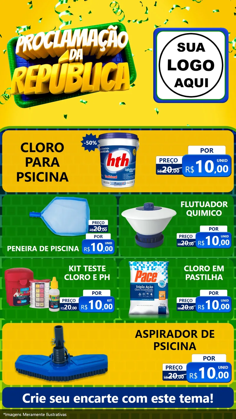 Modelo de TV para TV Vertical com o tema Proclamação da República para Produtos para Piscina