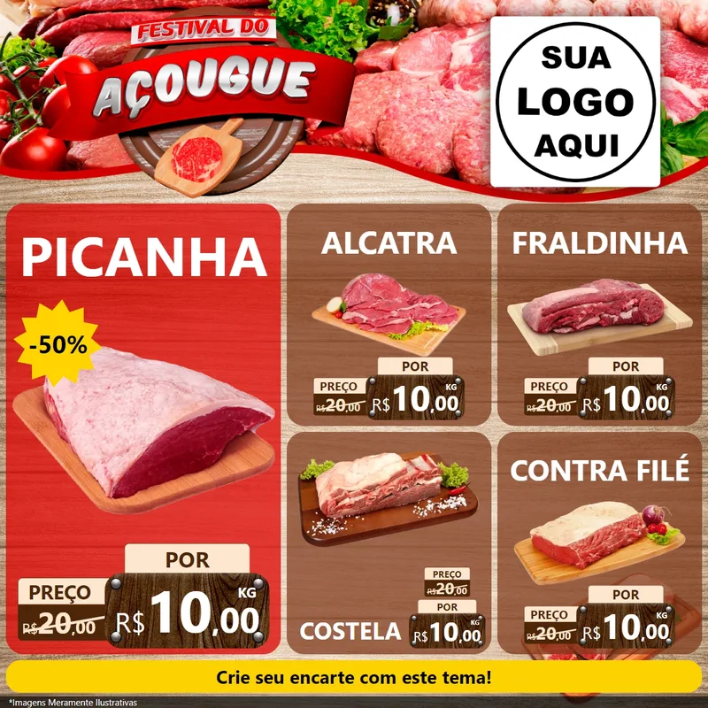 Modelo de Rede Social para Feed Facebook com o tema Festival do Açougue para Açougue