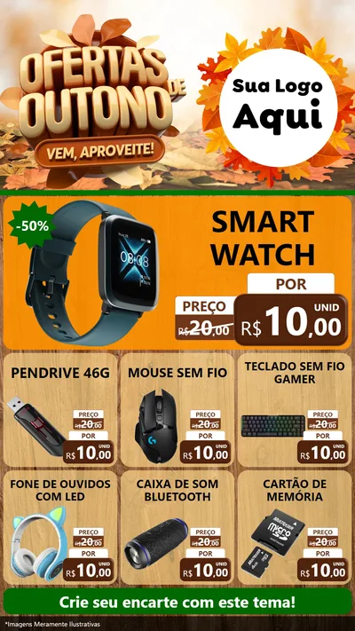 Modelo de Rede Social para Stories com o tema Ofertas de Outono - Vem, Aproveite! para Informática