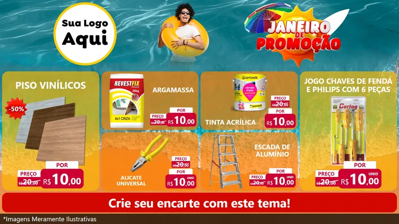 Modelo de TV para TV Horizontal com o tema Janeiro de Promoção para Material para Construção
