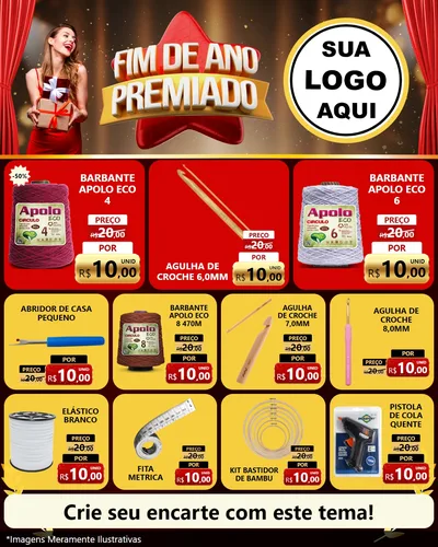 Modelo de Rede Social para Feed Instagram com o tema Fim de Ano Premiado para Armarinho e Aviamentos