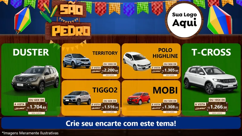 Modelo de TV para TV Horizontal com o tema São Pedro para Concessionaria de Carros