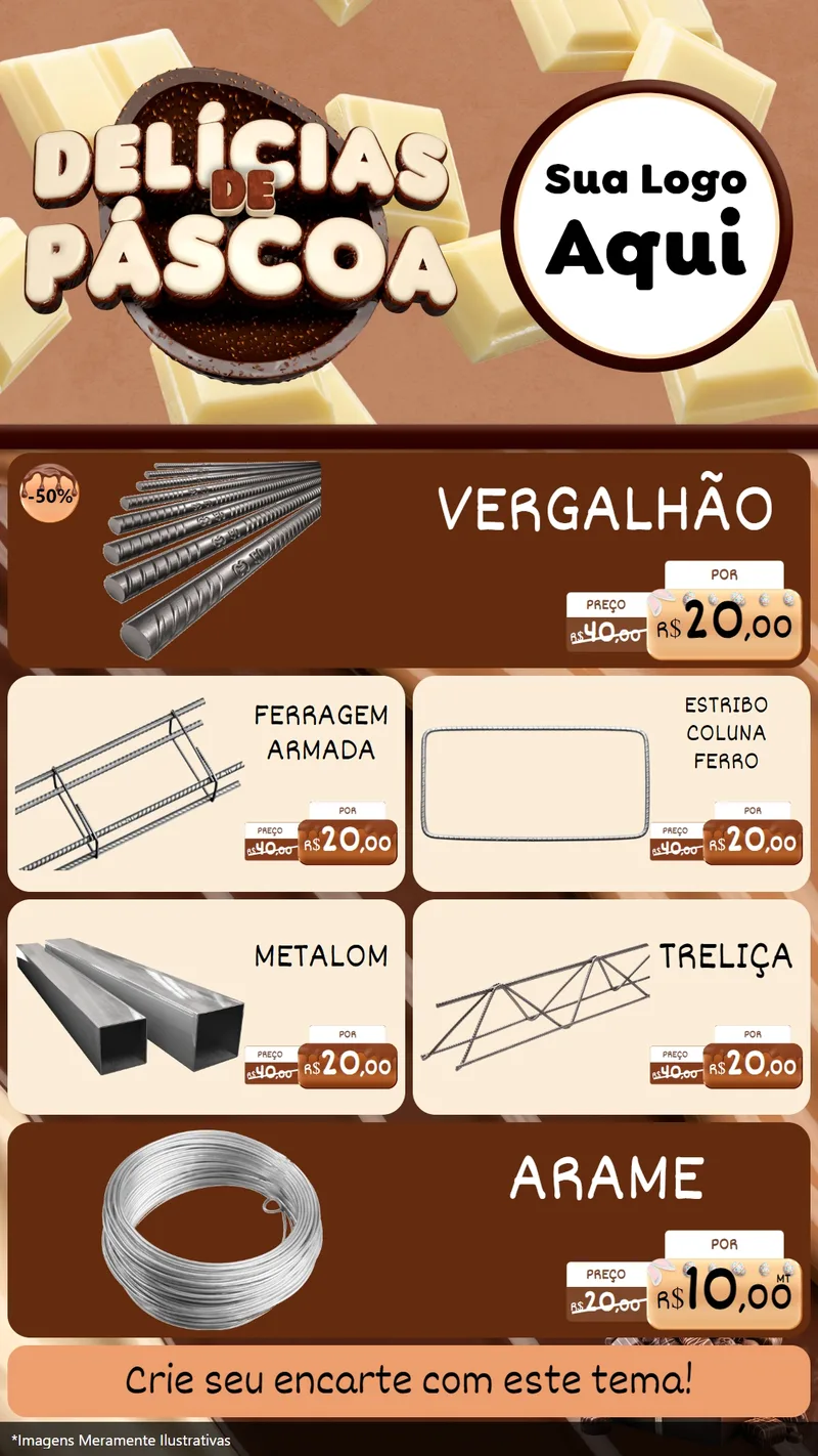Modelo de TV para TV Vertical com o tema Delícias de Páscoa para Ferragens