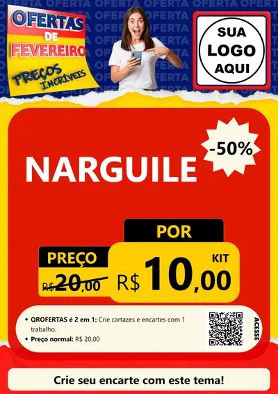 Modelo de Cartaz para Cartaz A4 Vertical com o tema Ofertas de Fevereiro - Preços Incríveis para Tabacaria