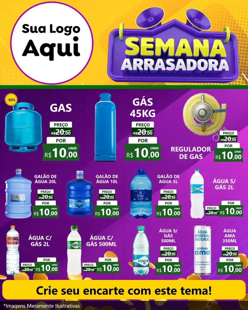Modelo de Rede Social para Feed Instagram com o tema Semana Arrasadora para Água e gás