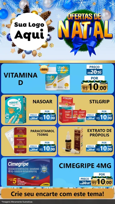 Modelo de TV para TV Vertical com o tema Ofertas de Natal para Farmácia