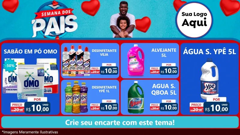 Modelo de TV para TV Horizontal com o tema Semana Dos Pais para Produtos de Limpeza