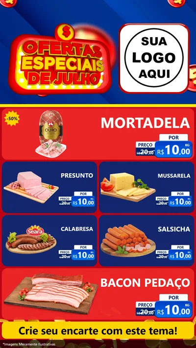 Modelo de TV para TV Vertical com o tema Ofertas Especiais de Julho para Frios e Laticínios