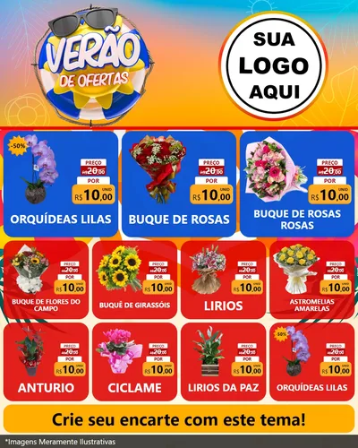 Modelo de Rede Social para Feed Instagram com o tema Verão de Ofertas para Floricultura e jardim