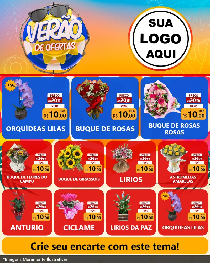 Modelo de Rede Social para Feed Instagram com o tema Verão de Ofertas para Floricultura e jardim