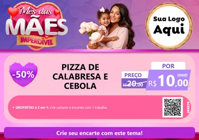Modelo de Cartaz para Cartaz A4 Horizontal com o tema Mês das Mães Imperdível para Pizzaria