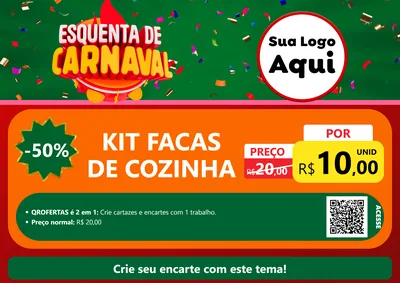 Modelo de Cartaz para Cartaz A4 Horizontal com o tema Esquenta de Carnaval para Utilidades Domésticas