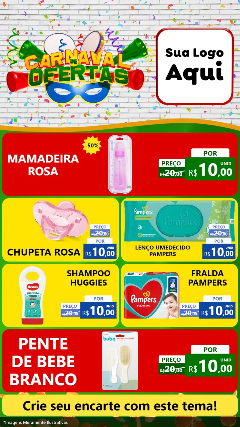 Modelo de TV para TV Vertical com o tema Carnaval de Ofertas para Bebês