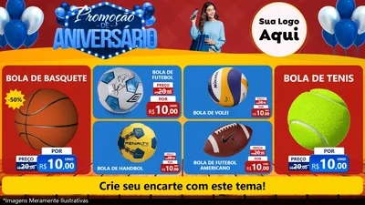 Modelo de TV para TV Horizontal com o tema Promoção de Aniversário para Artigos Esportivos
