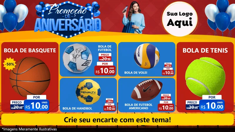 Modelo de TV para TV Horizontal com o tema Promoção de Aniversário para Artigos Esportivos
