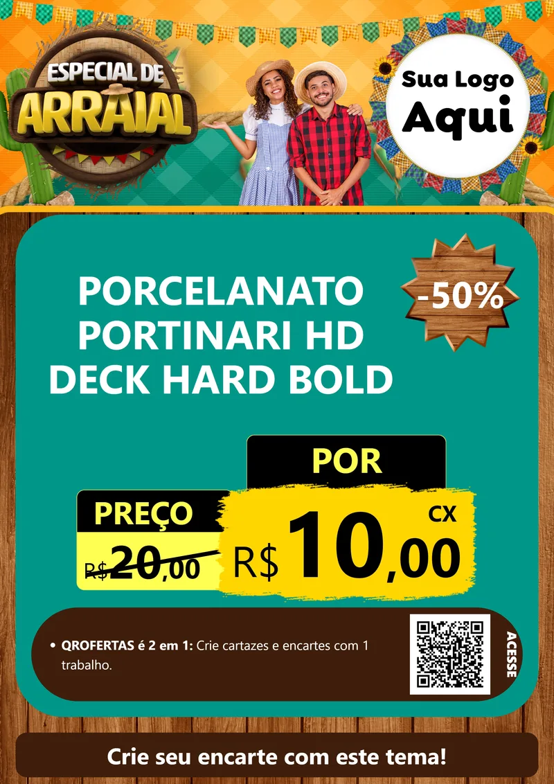Modelo de Cartaz para Cartaz A4 Vertical com o tema Especial De Arraial para Pisos e revestimentos