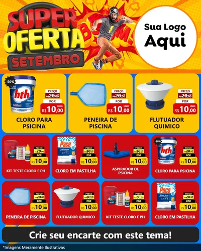 Modelo de Rede Social para Feed Instagram com o tema Super Oferta Setembro para Produtos para Piscina