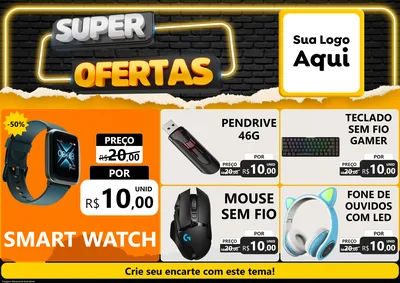 Modelo de Encarte para Encarte A4 Horizontal com o tema Super Ofertas para Informática