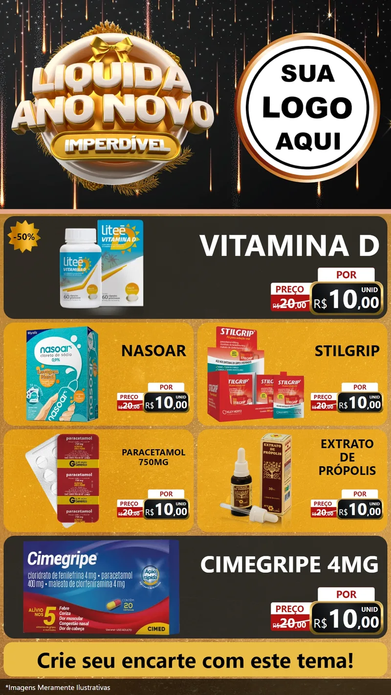 Modelo de TV para TV Vertical com o tema Liquida Ano Novo Imperdível para Farmácia