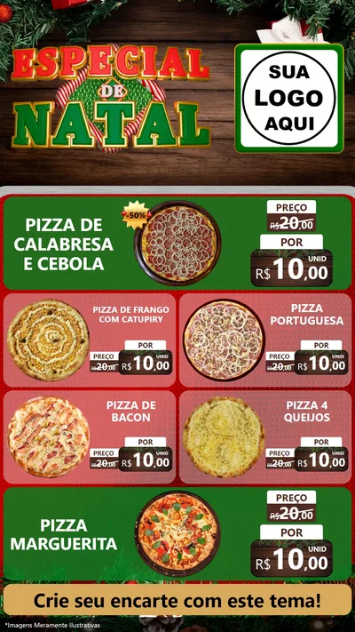 Modelo de TV para TV Vertical com o tema Especial de Natal para Pizzaria