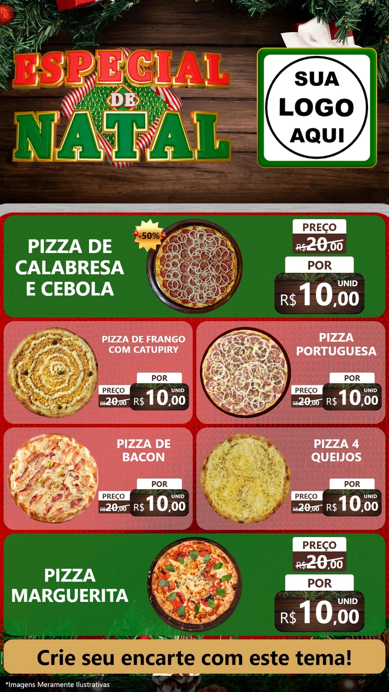 Modelo de TV para TV Vertical com o tema Especial de Natal para Pizzaria