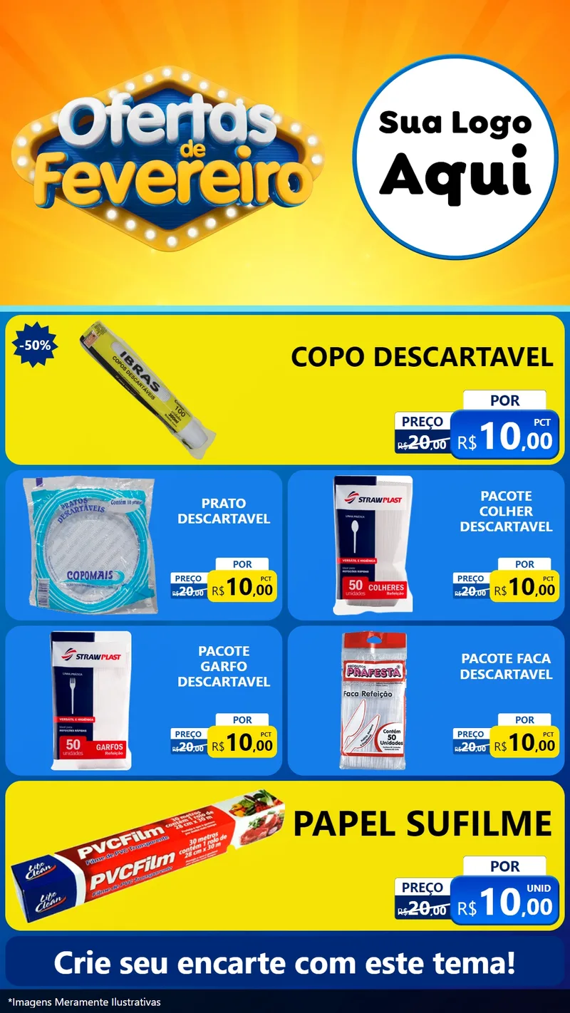 Modelo de TV para TV Vertical com o tema Ofertas de Fevereiro para Embalagens