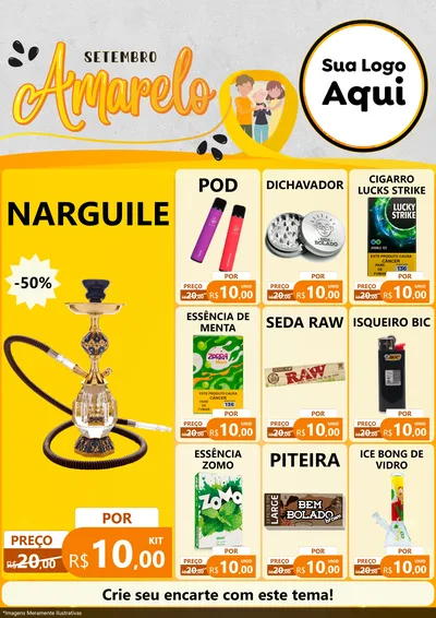Modelo de Encarte para Encarte A4 Vertical com o tema Setembro Amarelo para Tabacaria