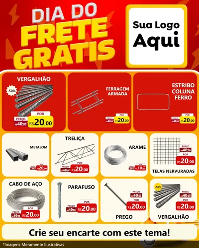 Modelo de Rede Social para Feed Instagram com o tema Dia do Frete Grátis para Ferragens