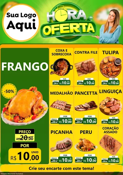 Modelo de Encarte para Encarte A4 Vertical com o tema Hora da Oferta para Assados