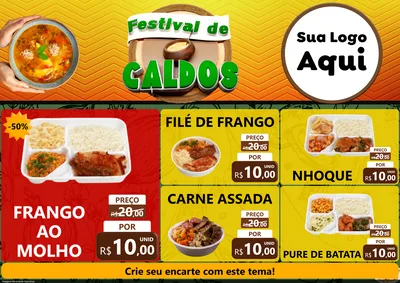 Modelo de Encarte para Encarte A4 Horizontal com o tema Festival de Caldos para Restaurante