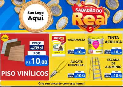 Modelo de Encarte para Encarte A4 Horizontal com o tema Sabadão do Real para Material para Construção