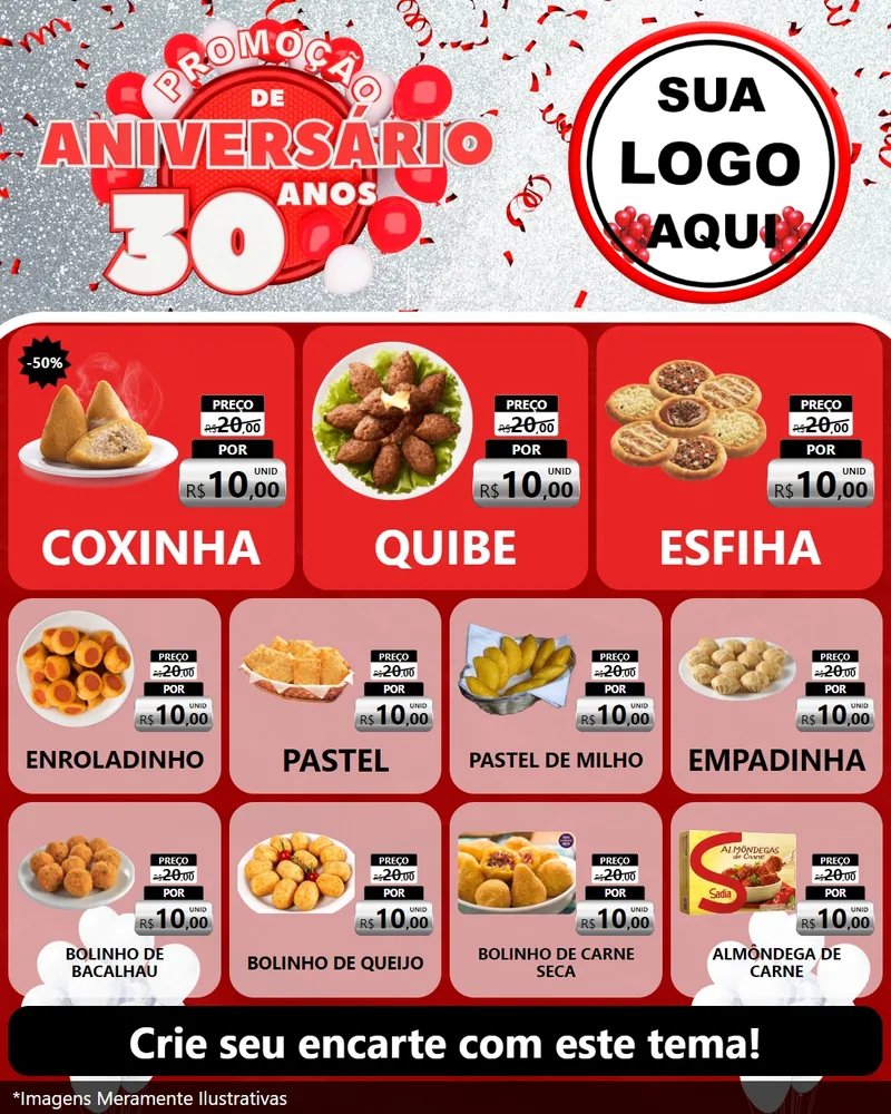 Modelo de Rede Social para Feed Instagram com o tema Promoção de Aniversário - 30 Anos para Salgadaria