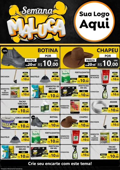 Modelo de Encarte para Encarte A4 Vertical com o tema Semana Maluca para Agropecuária