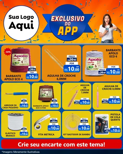 Modelo de Rede Social para Feed Instagram com o tema Exclusivo do Aplicativo para Armarinho e Aviamentos