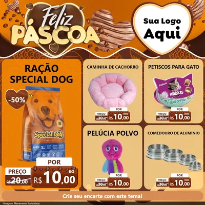 Modelo de Rede Social para Feed Facebook com o tema Feliz Páscoa para Pet Shop