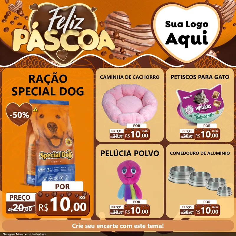 Modelo de Rede Social para Feed Facebook com o tema Feliz Páscoa para Pet Shop