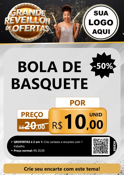 Modelo de Cartaz para Cartaz A4 Vertical com o tema Grande Réveillon de Ofertas para Artigos Esportivos