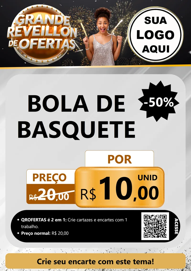 Modelo de Cartaz para Cartaz A4 Vertical com o tema Grande Réveillon de Ofertas para Artigos Esportivos