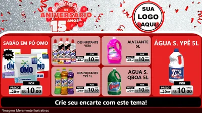 Modelo de TV para TV Horizontal com o tema Promoção de Aniversário - 15 Anos para Produtos de Limpeza