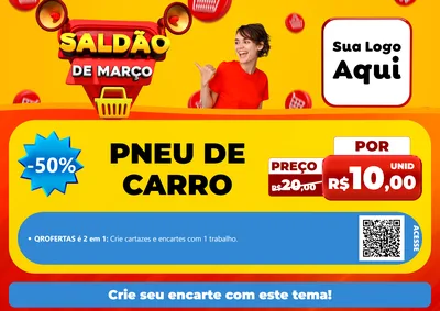 Modelo de Cartaz para Cartaz A4 Horizontal com o tema Saldão de Março para Auto peças
