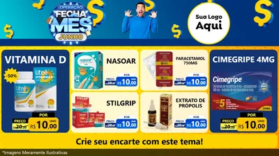 Modelo de TV para TV Horizontal com o tema Operação Fecha Mês, Junho para Farmácia