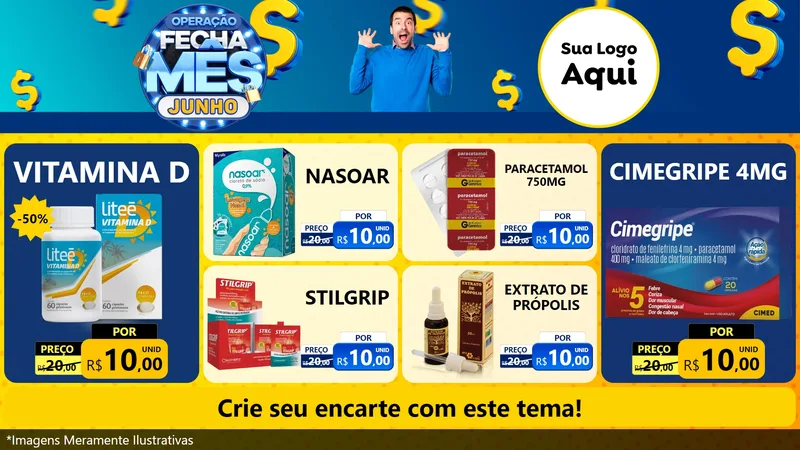 Modelo de TV para TV Horizontal com o tema Operação Fecha Mês, Junho para Farmácia